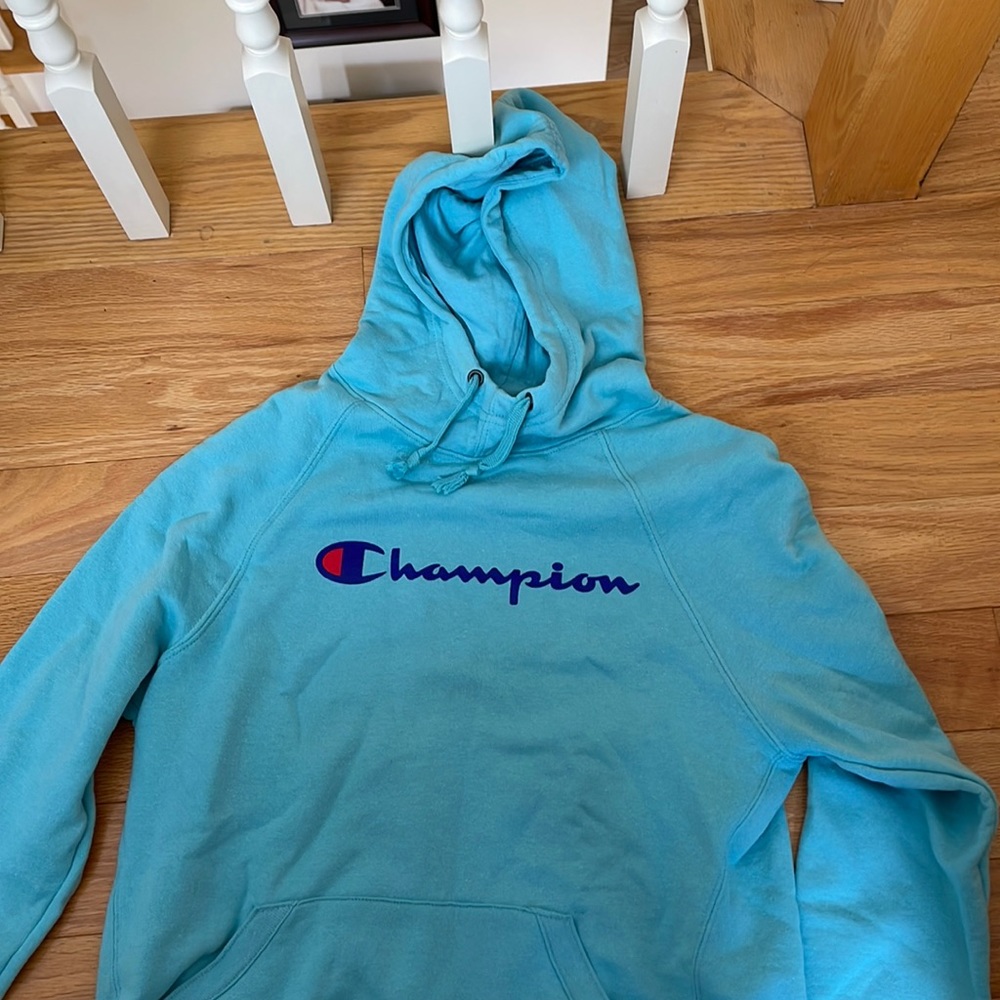Champion light blue hoodie sweatshirt